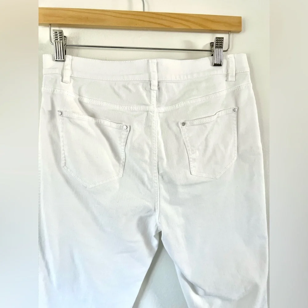 Lafayette 148 Mercer‎ White Denim Frayed Step Hem Ankle Jeans Size 4